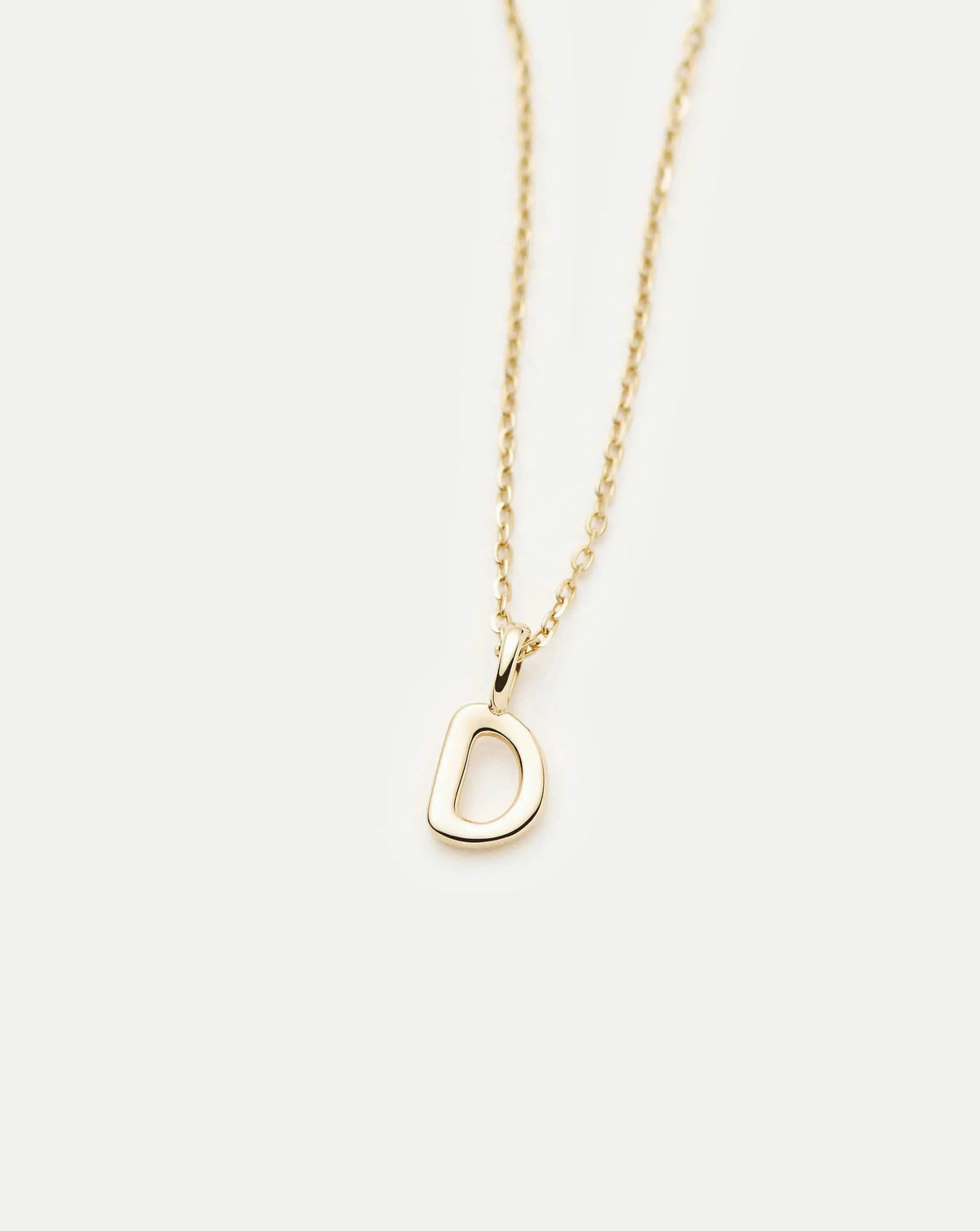 Solid Gold Initial Mini Pendant Necklace - D | 14k Solid Gold