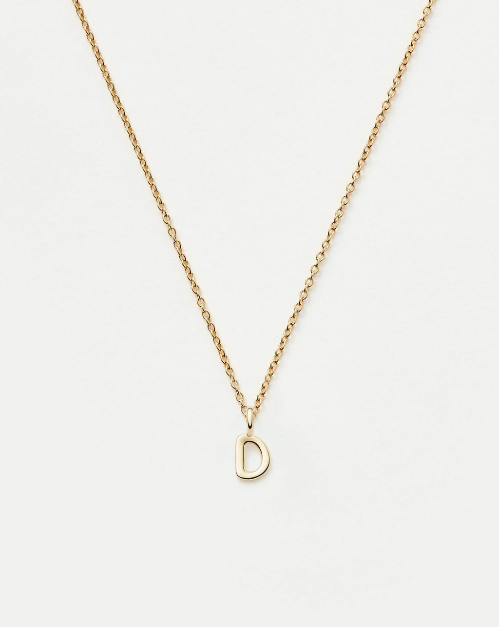 Solid Gold Initial Mini Pendant Necklace - D | 14k Solid Gold