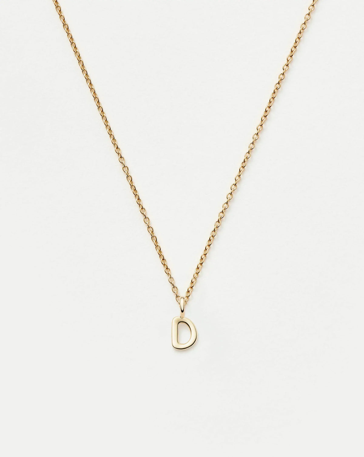 Solid Gold Initial Mini Pendant Necklace - D | 14k Solid Gold