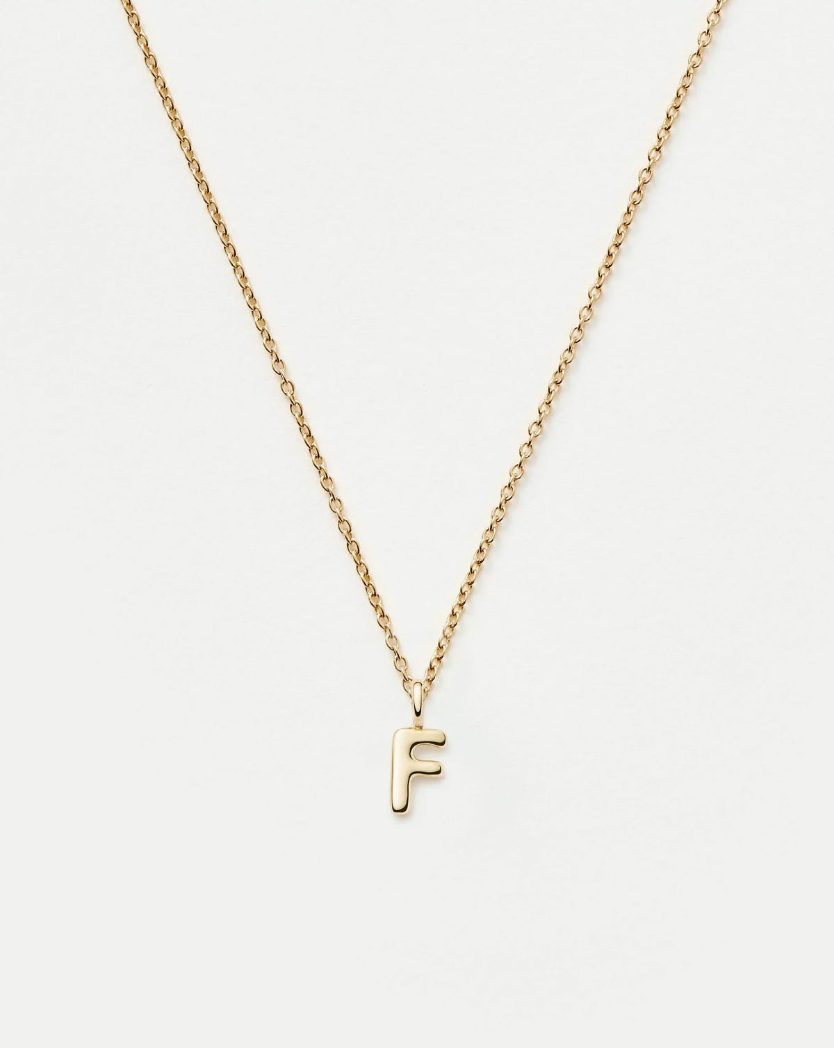 Solid Gold Initial Mini Pendant Necklace - F | 14k Solid Gold