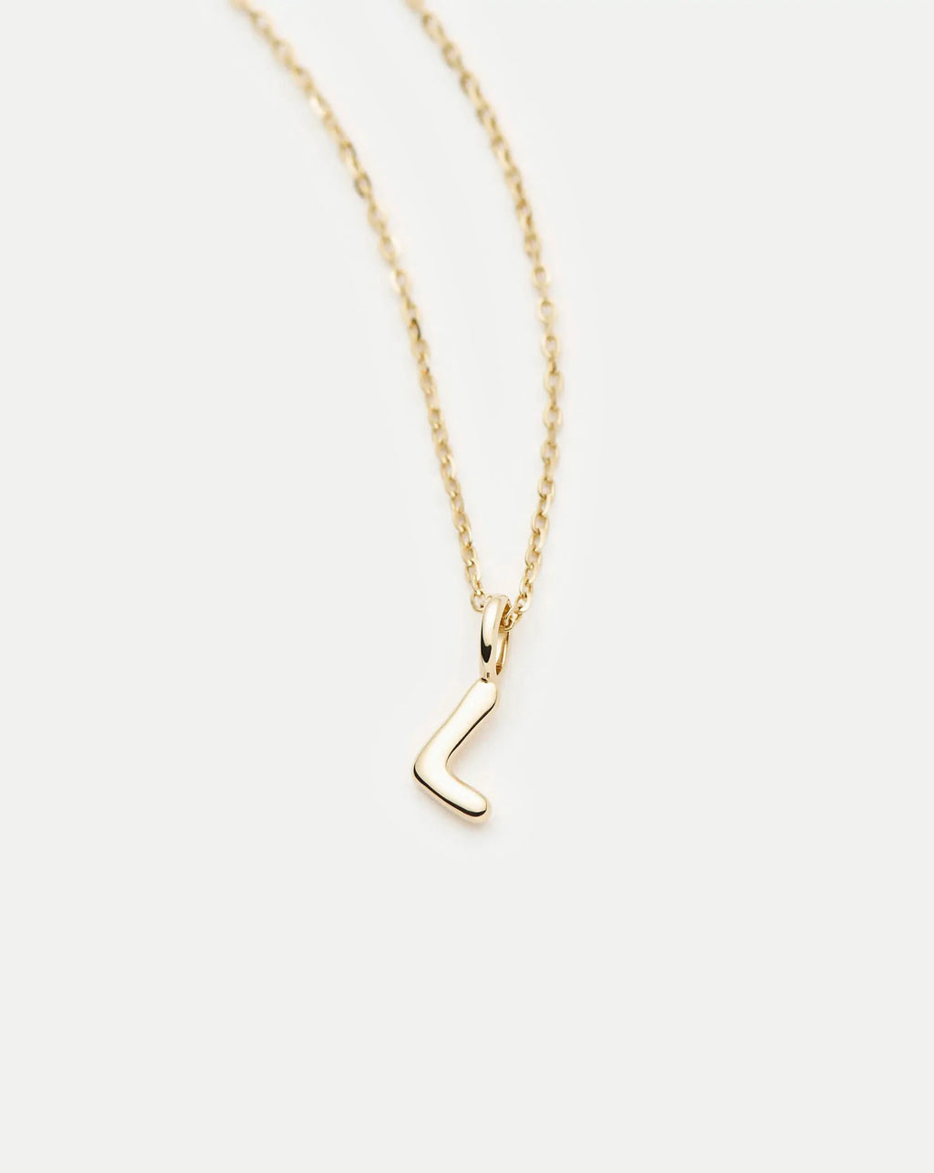 Solid Gold Initial Mini Pendant Necklace - L | 14k Solid Gold