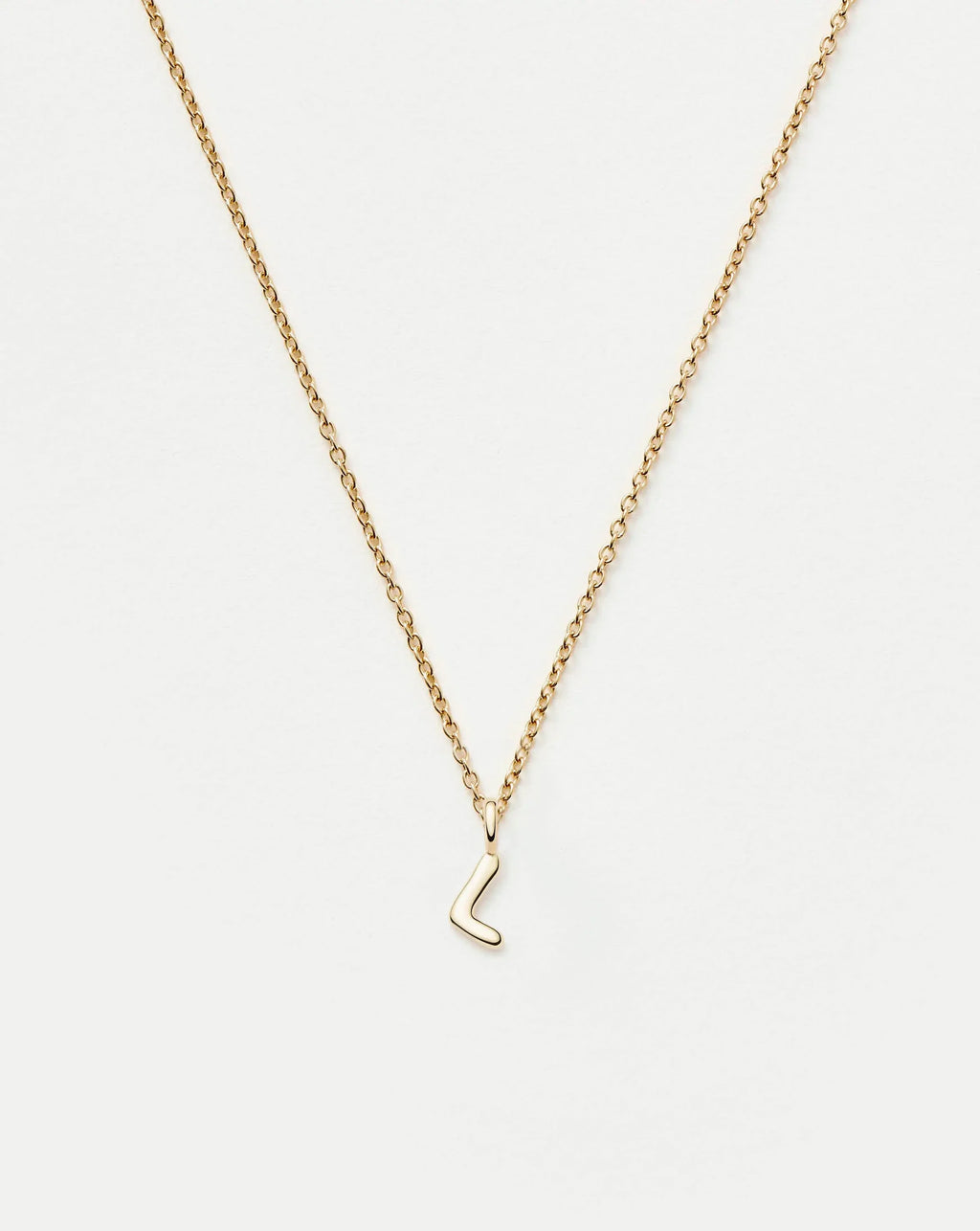 Solid Gold Initial Mini Pendant Necklace - L | 14k Solid Gold