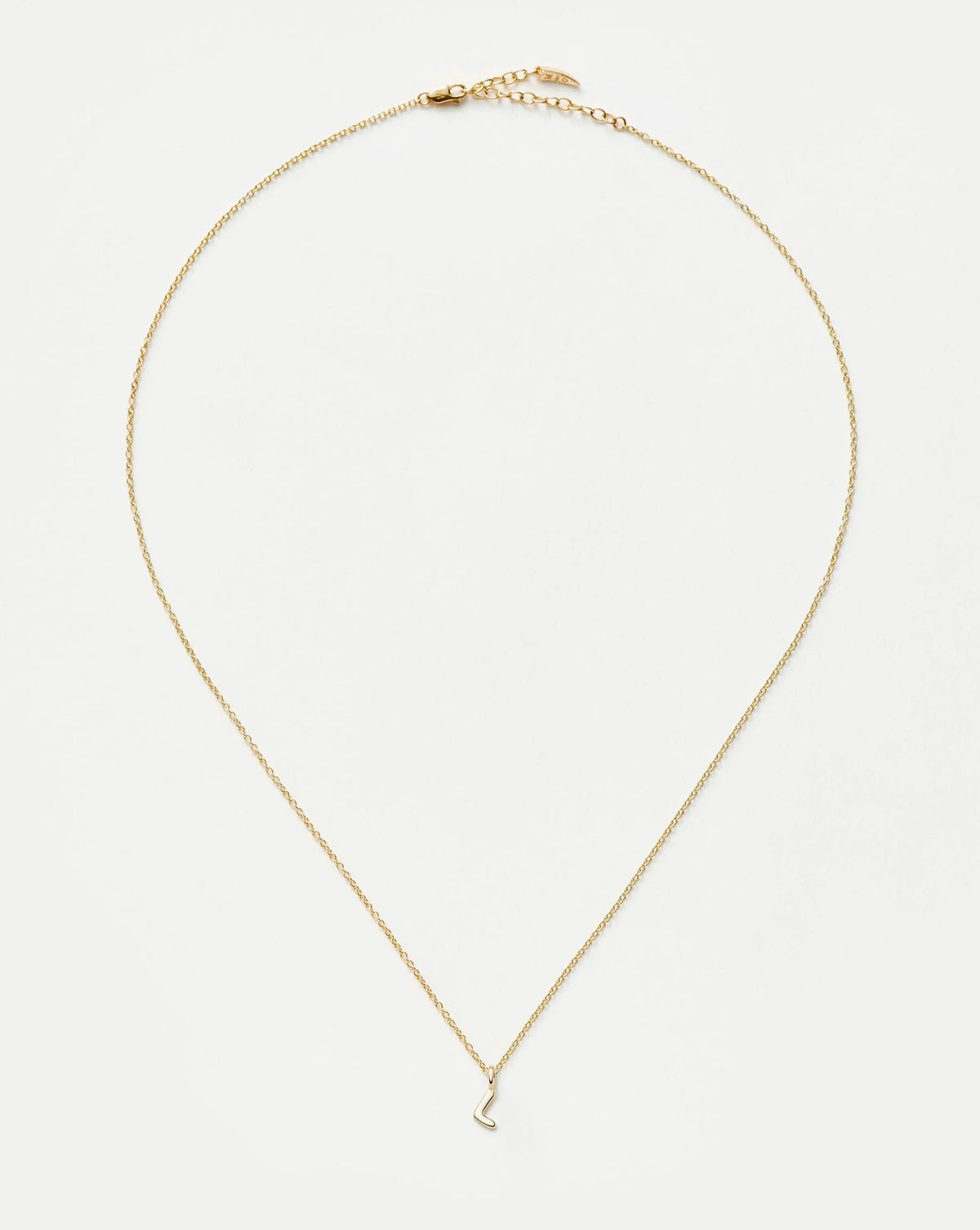 Solid Gold Initial Mini Pendant Necklace - L | 14k Solid Gold