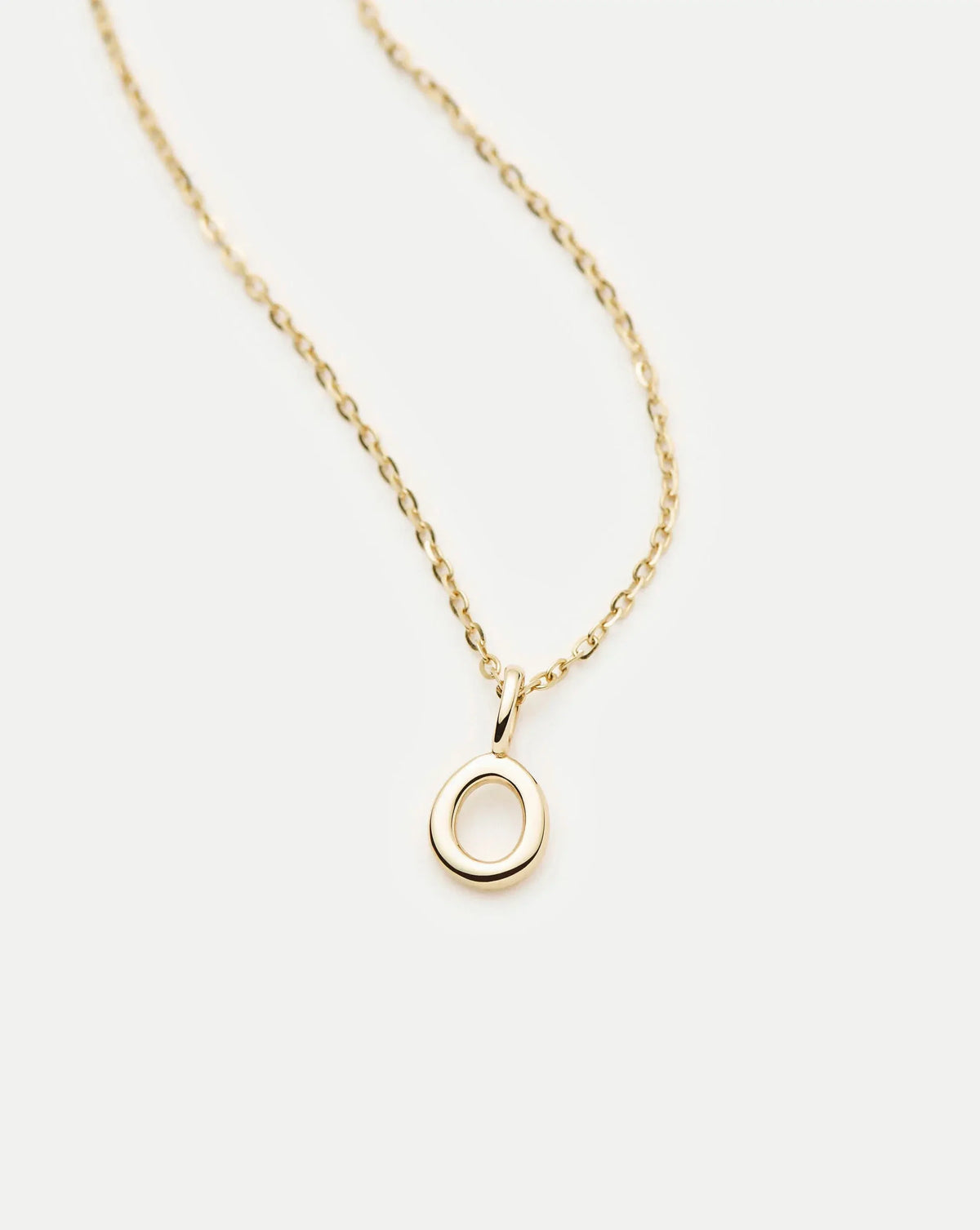 Solid Gold Initial Mini Pendant Necklace - O | 14k Solid Gold