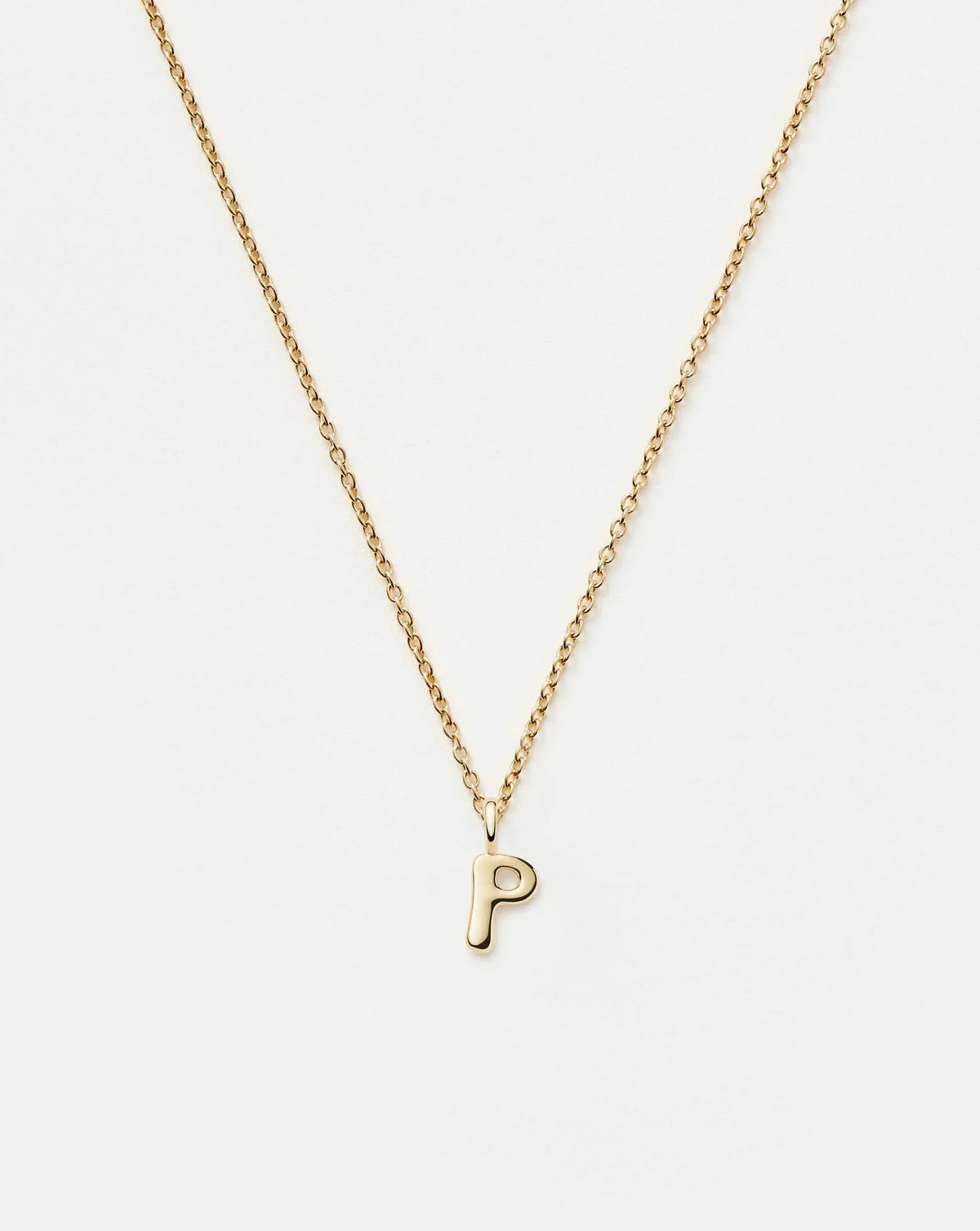 Solid Gold Initial Mini Pendant Necklace - P | 14k Solid Gold