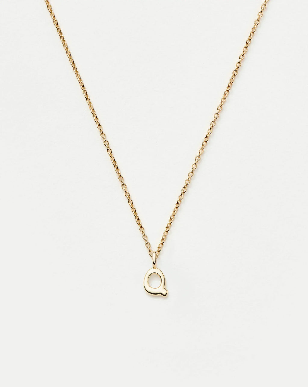Solid Gold Initial Mini Pendant Necklace - Q | 14k Solid Gold