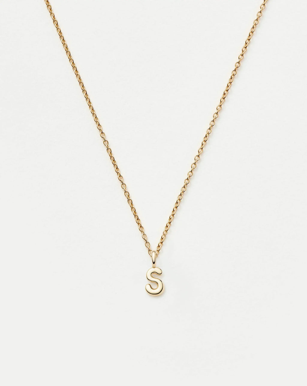 Solid Gold Initial Mini Pendant Necklace - S | 14k Solid Gold