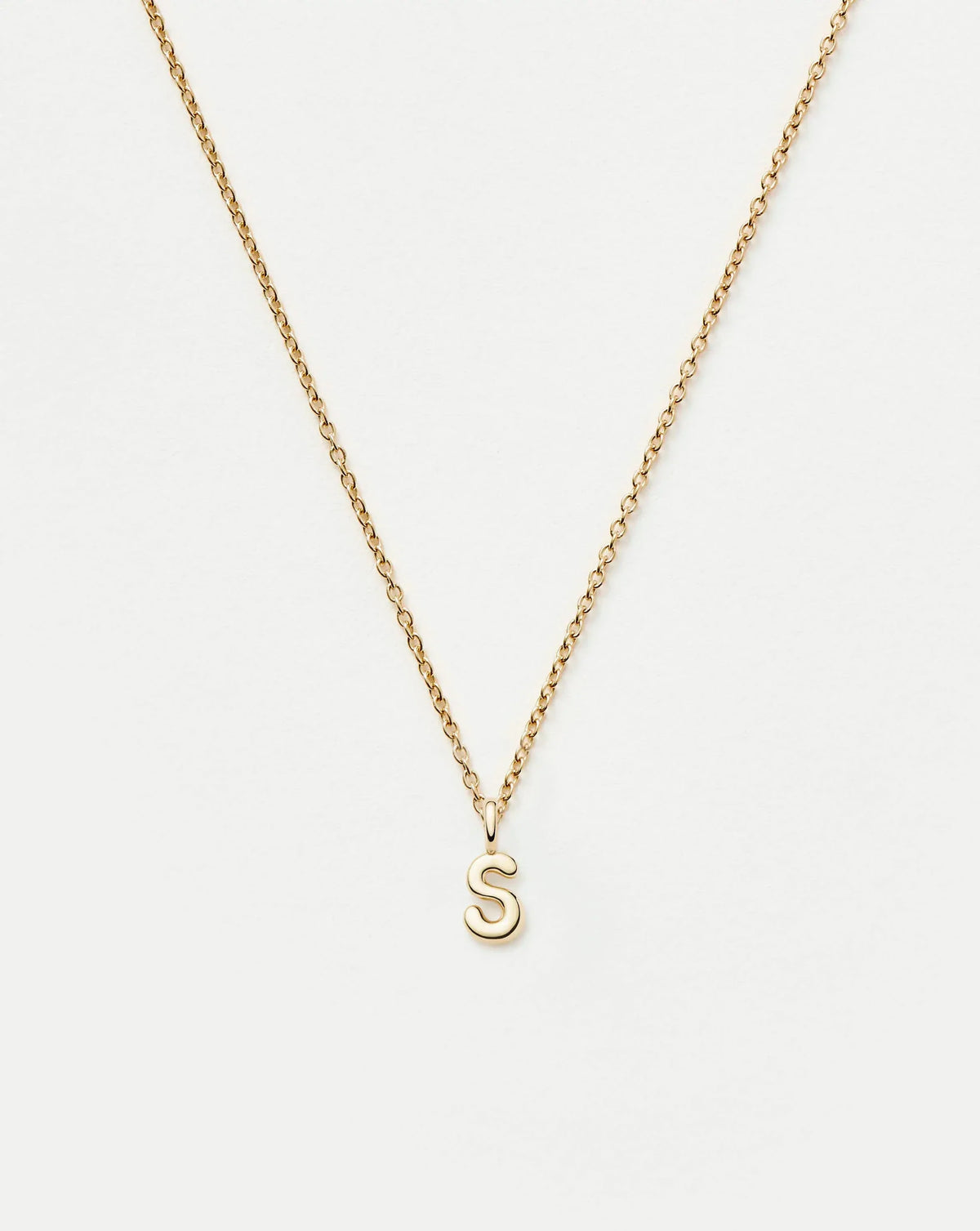 Solid Gold Initial Mini Pendant Necklace - S | 14k Solid Gold
