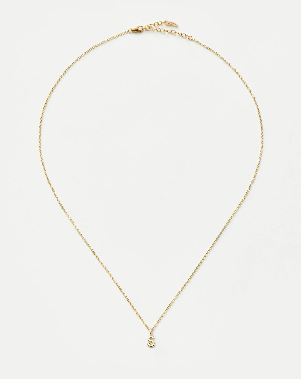 Solid Gold Initial Mini Pendant Necklace - S | 14k Solid Gold