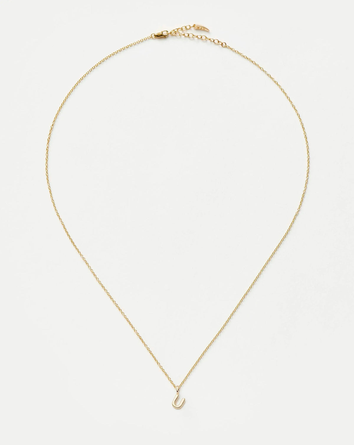 Solid Gold Initial Mini Pendant Necklace - U | 14k Solid Gold
