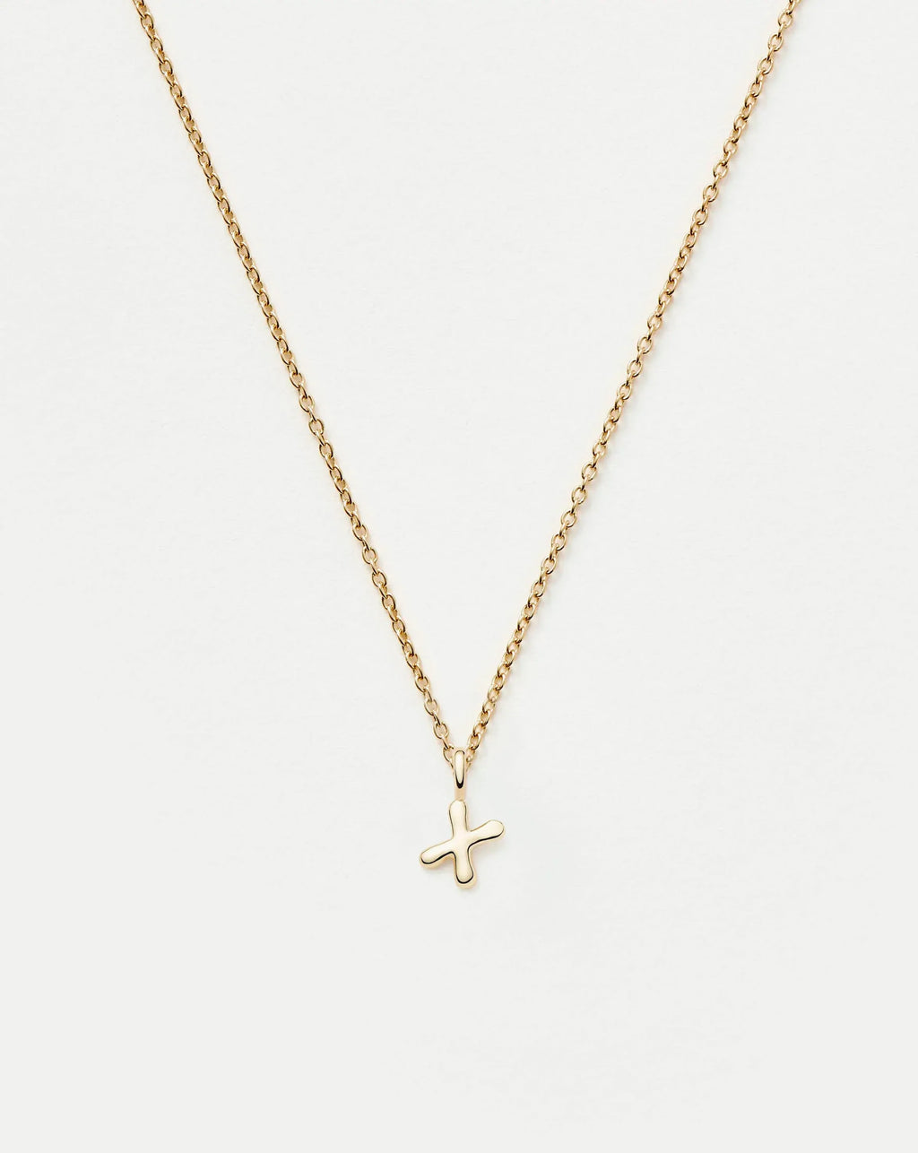 Solid Gold Initial Mini Pendant Necklace - X | 14k Solid Gold