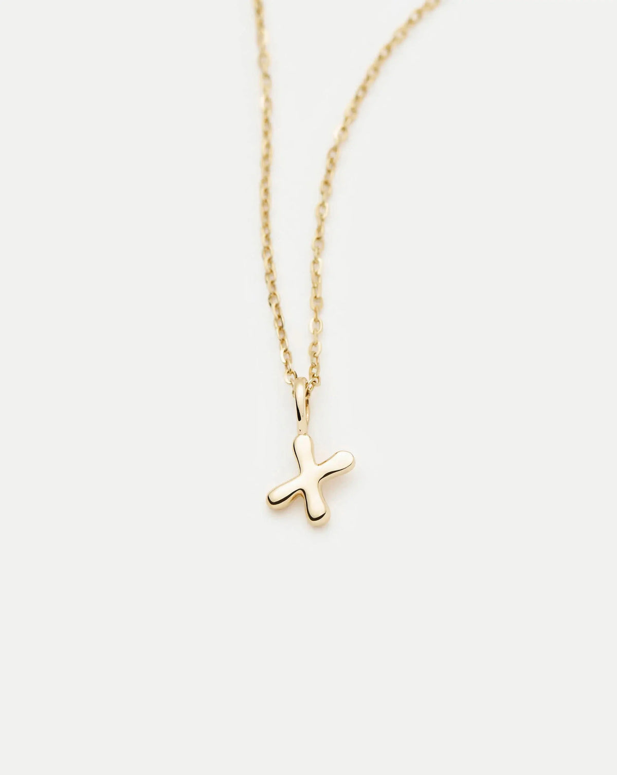 Solid Gold Initial Mini Pendant Necklace - X | 14k Solid Gold
