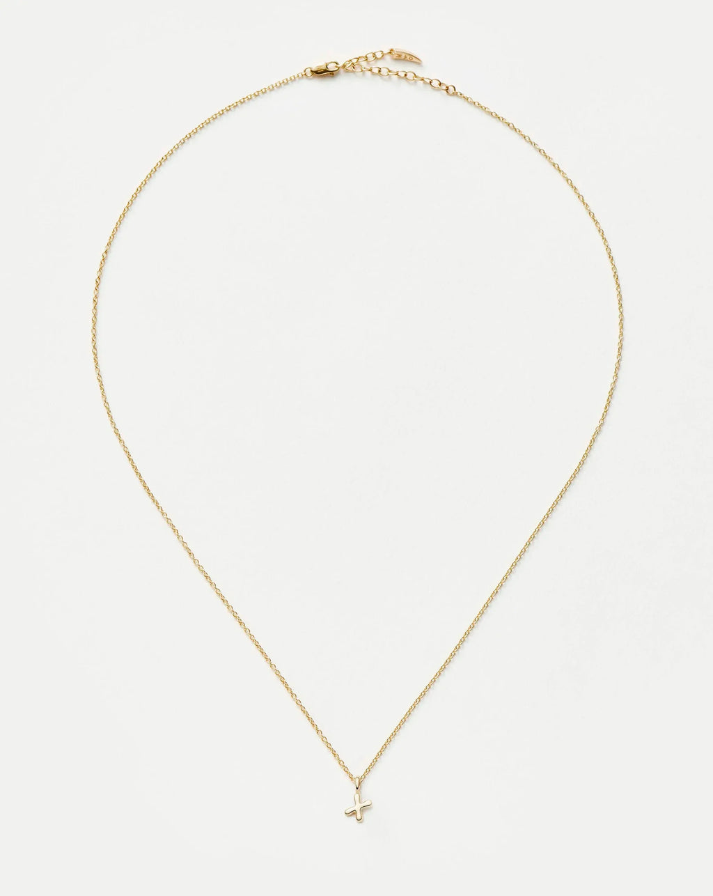 Solid Gold Initial Mini Pendant Necklace - X | 14k Solid Gold