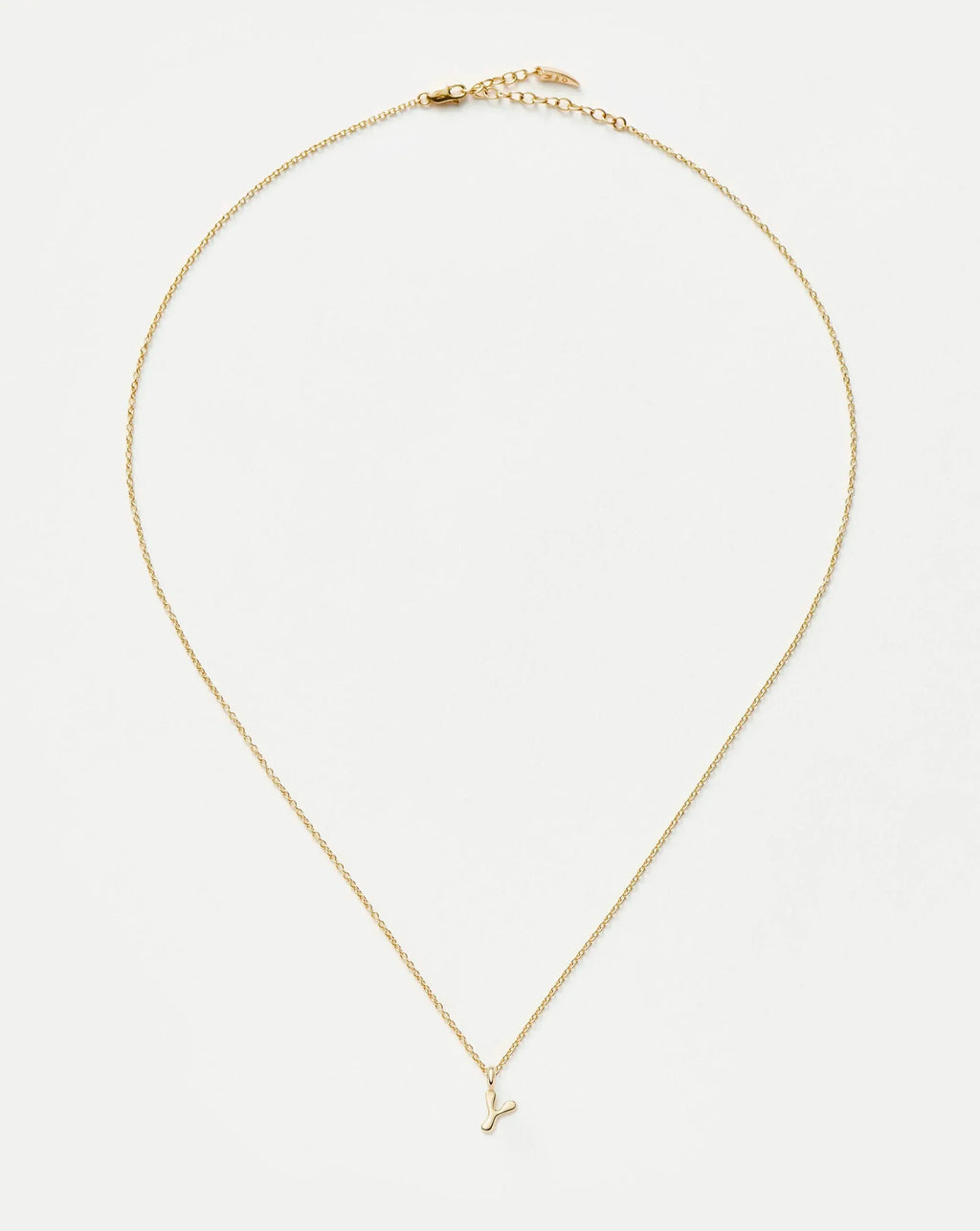 Solid Gold Initial Mini Pendant Necklace - Y | 14k Solid Gold