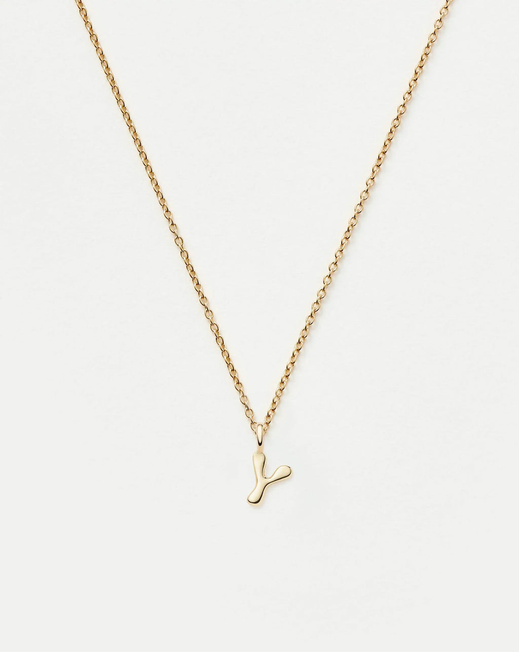 Solid Gold Initial Mini Pendant Necklace - Y | 14k Solid Gold