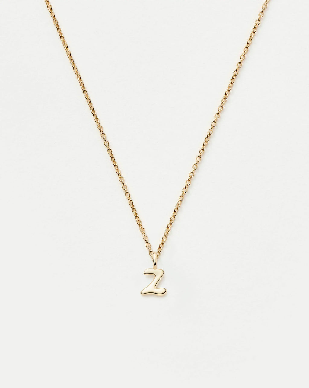 Solid Gold Initial Mini Pendant Necklace - Z | 14k Solid Gold