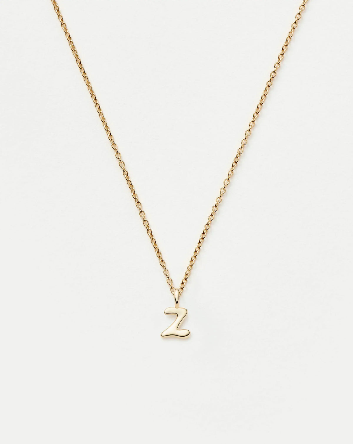 Solid Gold Initial Mini Pendant Necklace - Z | 14k Solid Gold