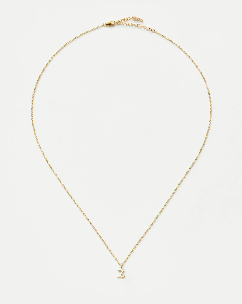 Solid Gold Initial Mini Pendant Necklace - Z | 14k Solid Gold