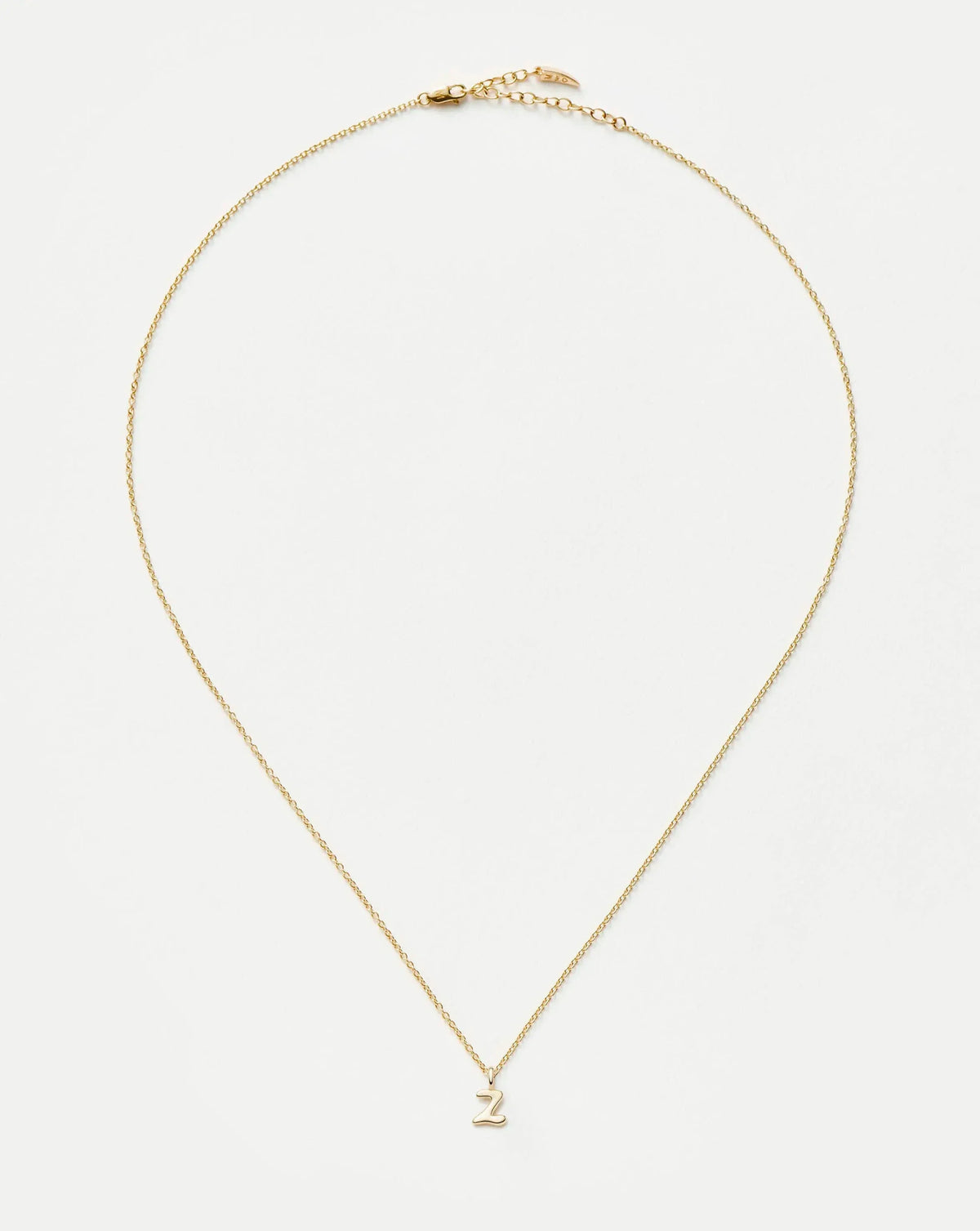 Solid Gold Initial Mini Pendant Necklace - Z | 14k Solid Gold