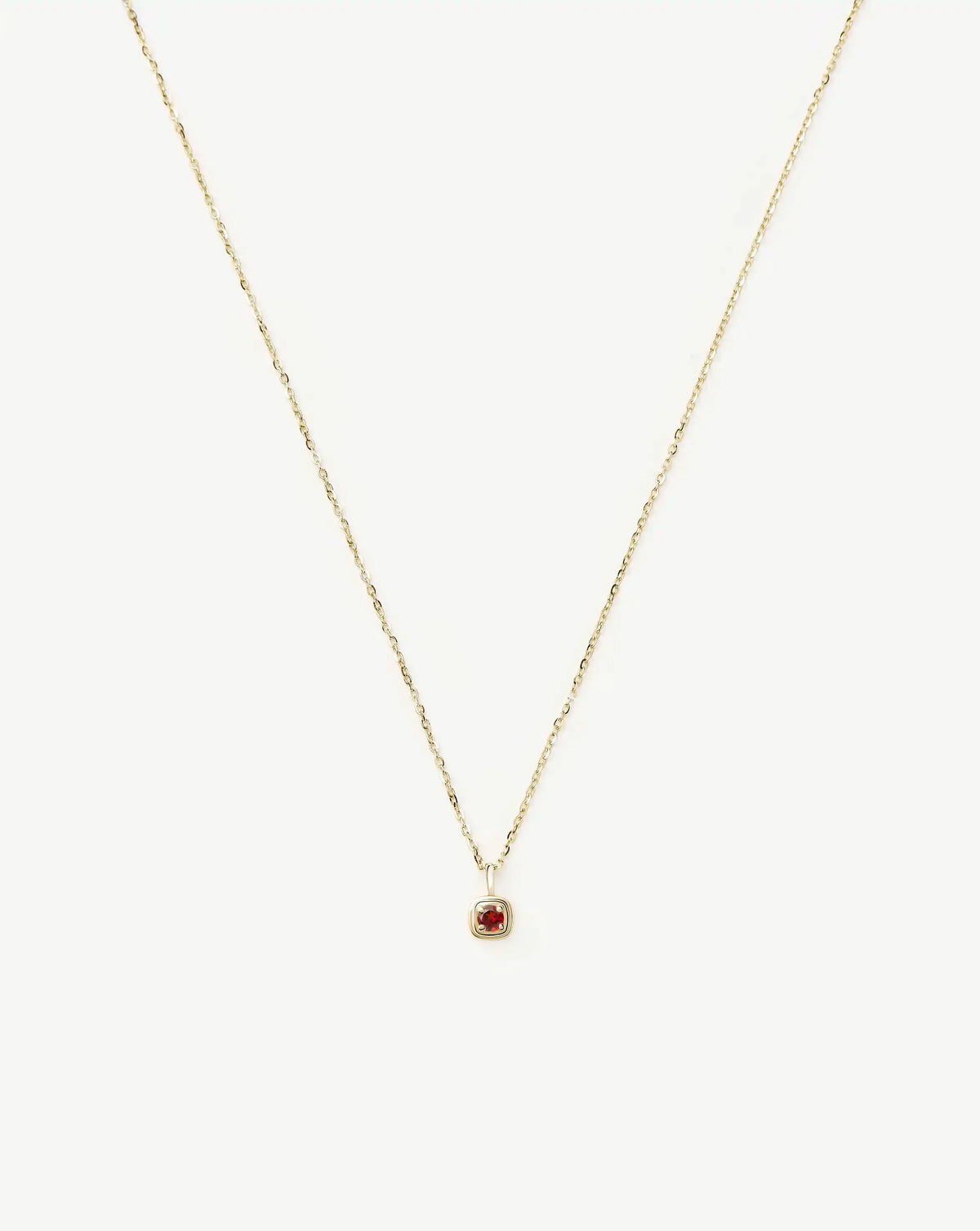 Solid Gold January Birthstone Pendant Necklace | 14k Solid Gold/Garnet