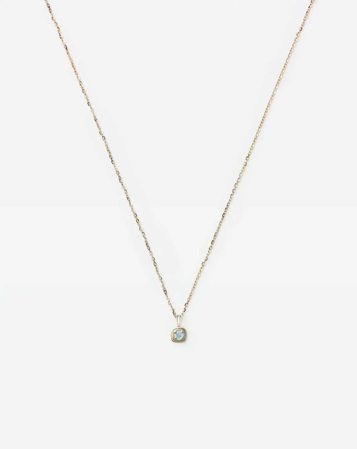 Solid Gold June Birthstone Pendant Necklace | 14k Solid Gold/Rainbow Moonstone