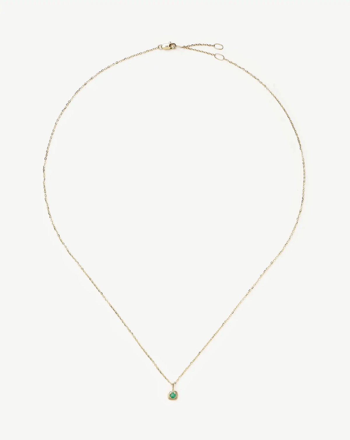 Solid Gold May Birthstone Pendant Necklace | 14k Solid Gold/Emerald