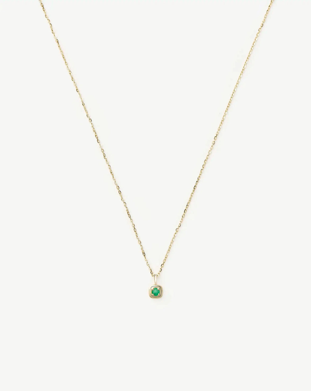 Solid Gold May Birthstone Pendant Necklace | 14k Solid Gold/Emerald