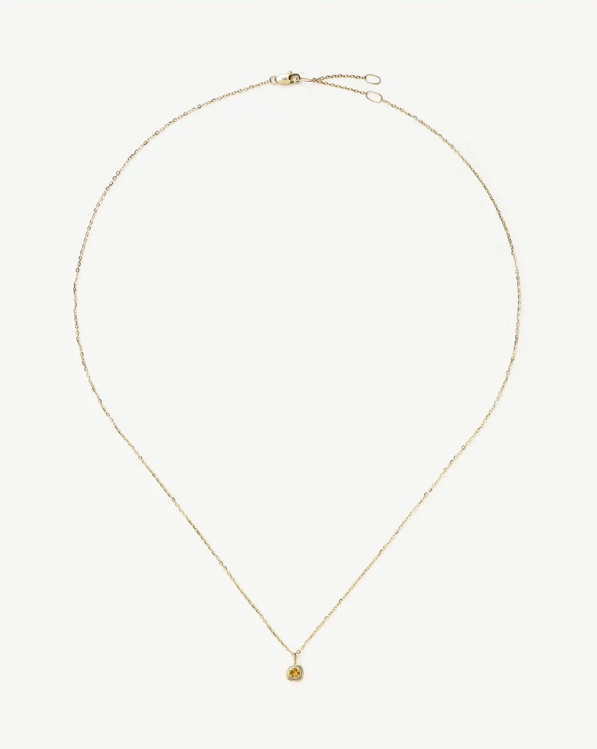 Solid Gold November Birthstone Pendant Necklace | 14k Solid Gold/Citrine