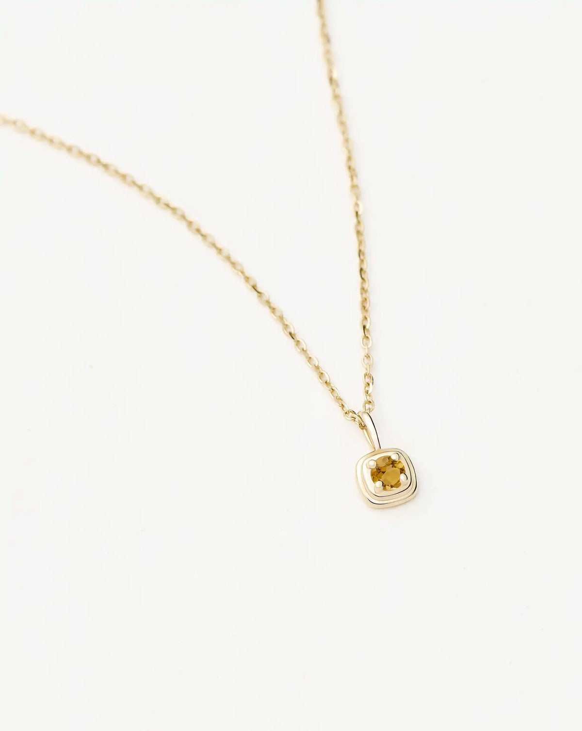 Solid Gold November Birthstone Pendant Necklace | 14k Solid Gold/Citrine