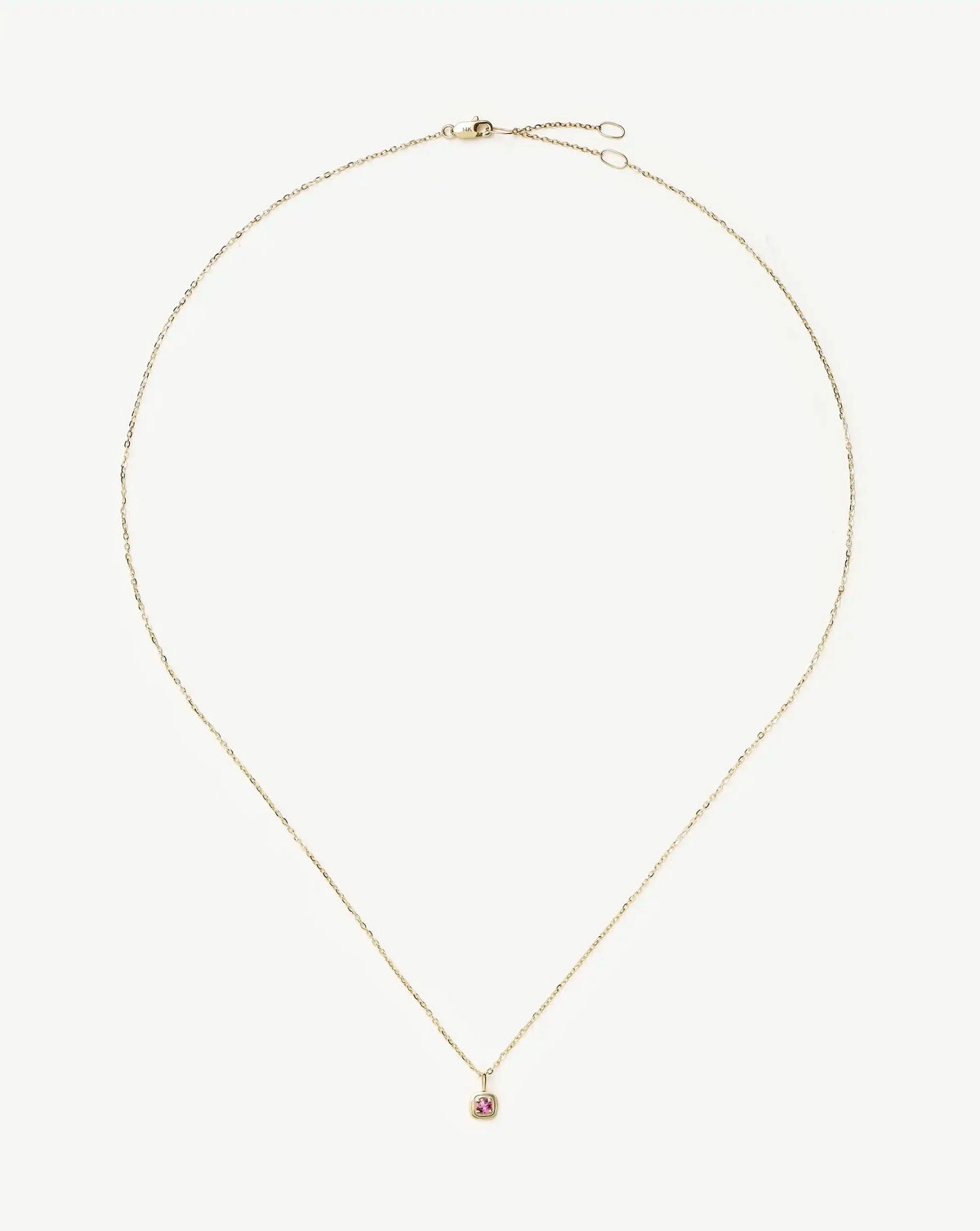 Solid Gold October Birthstone Pendant Necklace | 14k Solid Gold/Pink Tourmaline