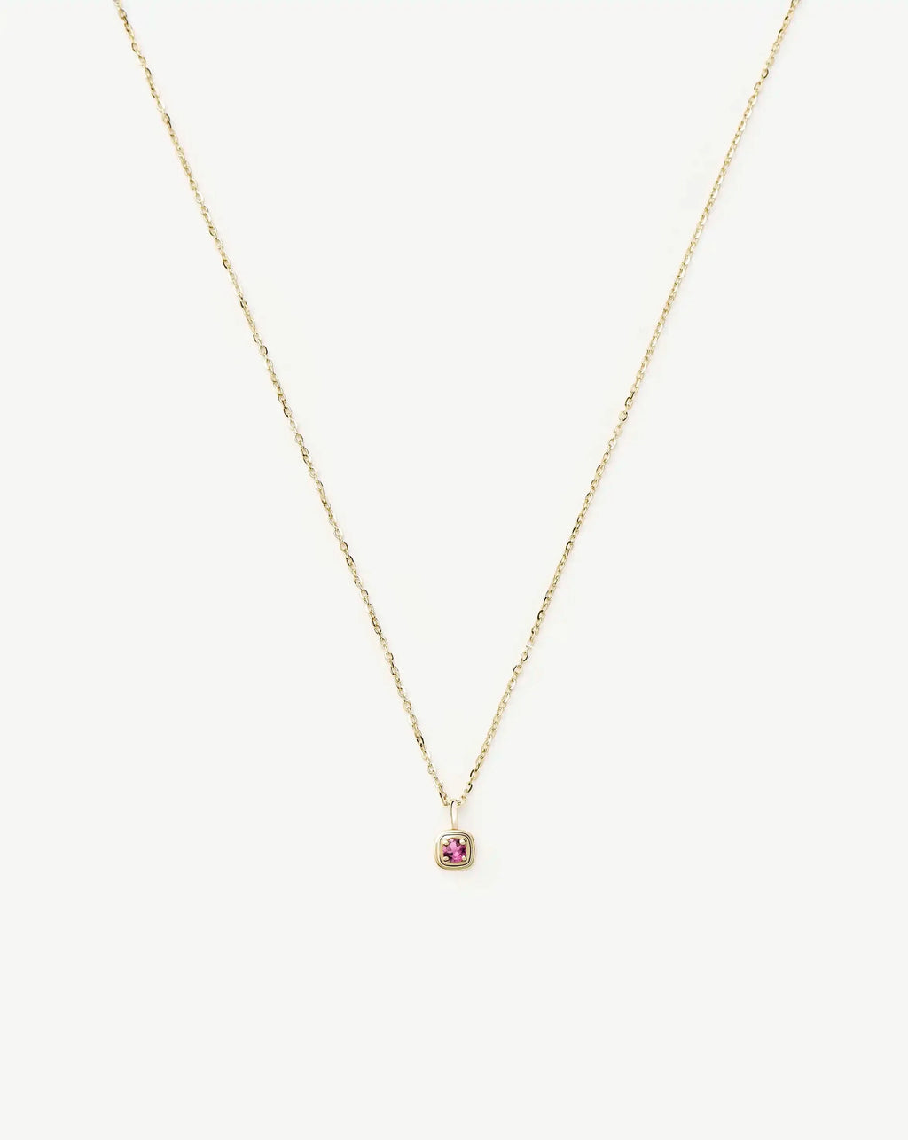 Solid Gold October Birthstone Pendant Necklace | 14k Solid Gold/Pink Tourmaline