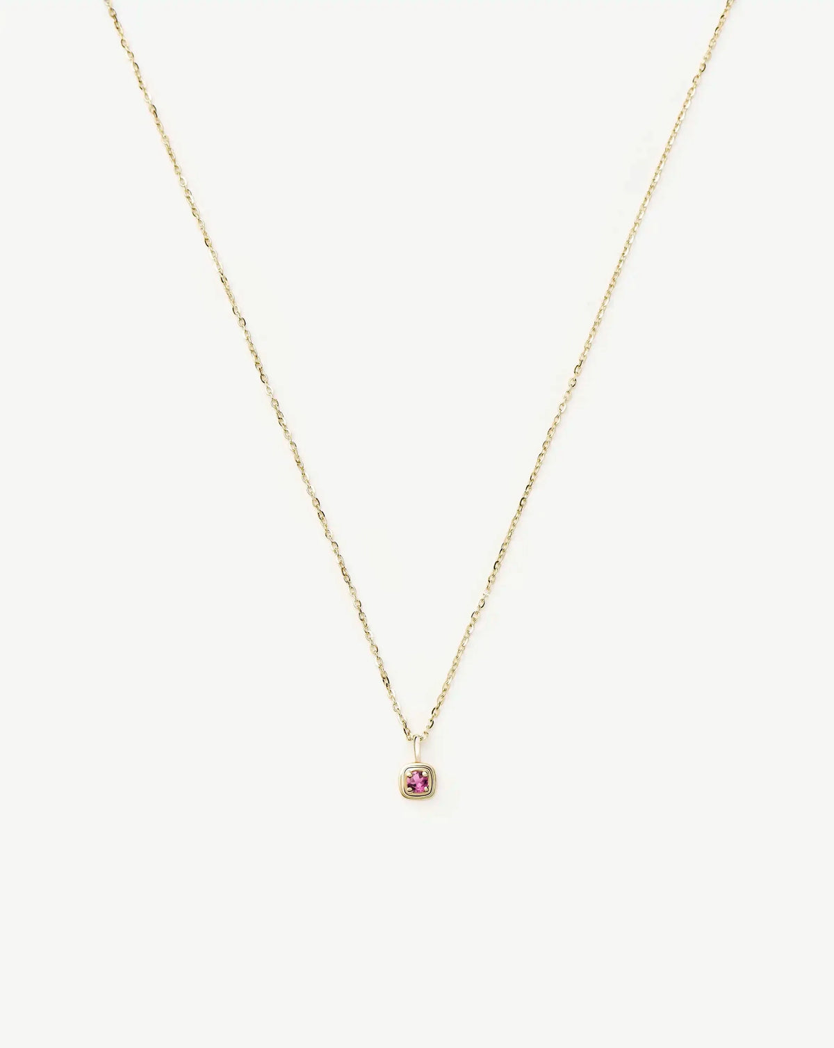 Solid Gold October Birthstone Pendant Necklace | 14k Solid Gold/Pink Tourmaline