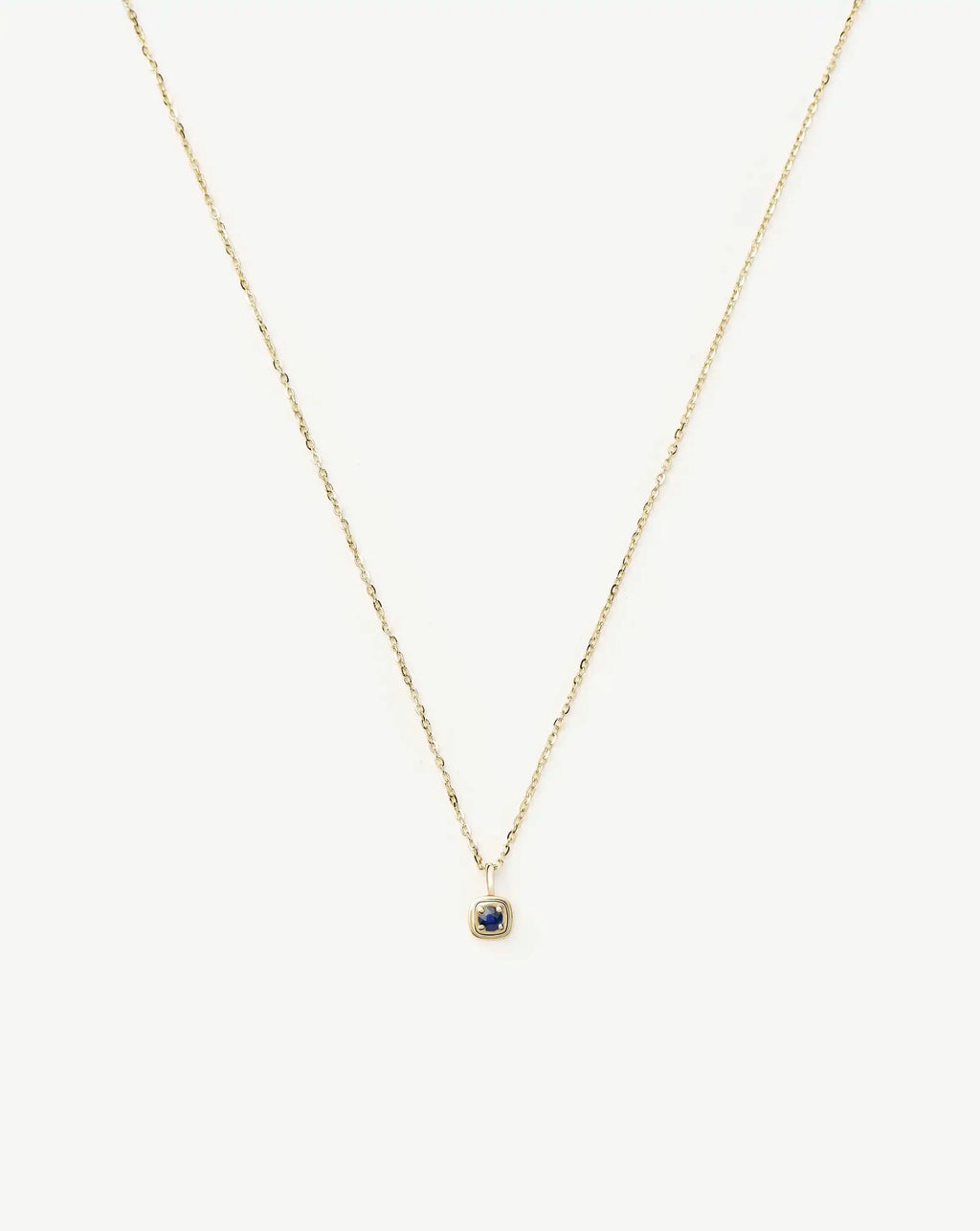 Solid Gold September Birthstone Pendant Necklace | 14k Solid Gold/Blue Sapphire