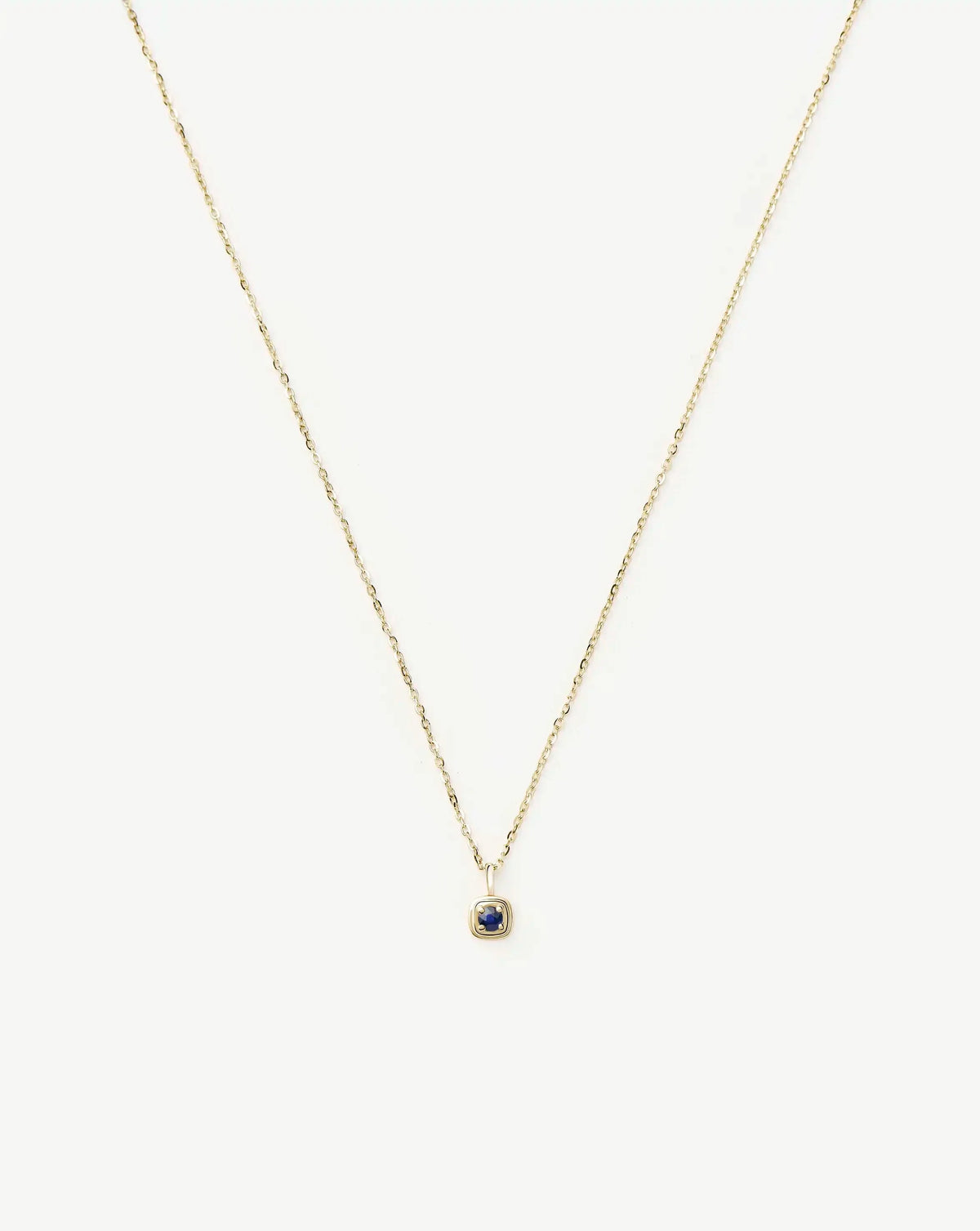 Solid Gold September Birthstone Pendant Necklace | 14k Solid Gold/Blue Sapphire
