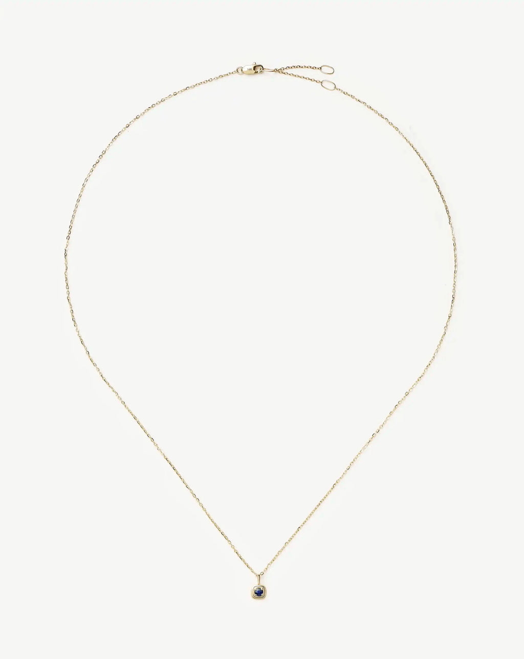 Solid Gold September Birthstone Pendant Necklace | 14k Solid Gold/Blue Sapphire