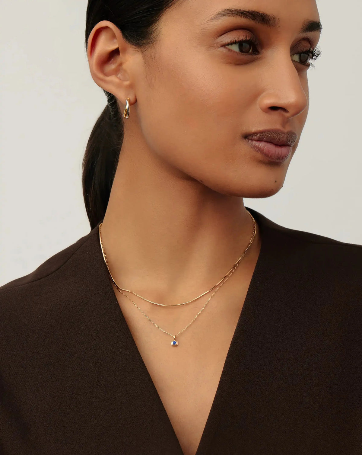 Solid Gold September Birthstone Pendant Necklace | 14k Solid Gold/Blue Sapphire