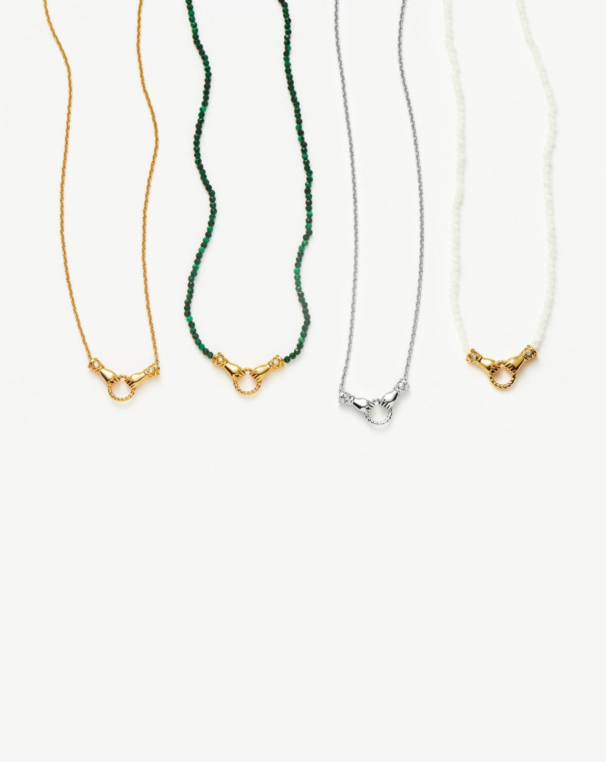 Harris Reed In Good Hands Mini Beaded Gemstone Necklace | 18k Gold Plated/Rainbow Moonstone