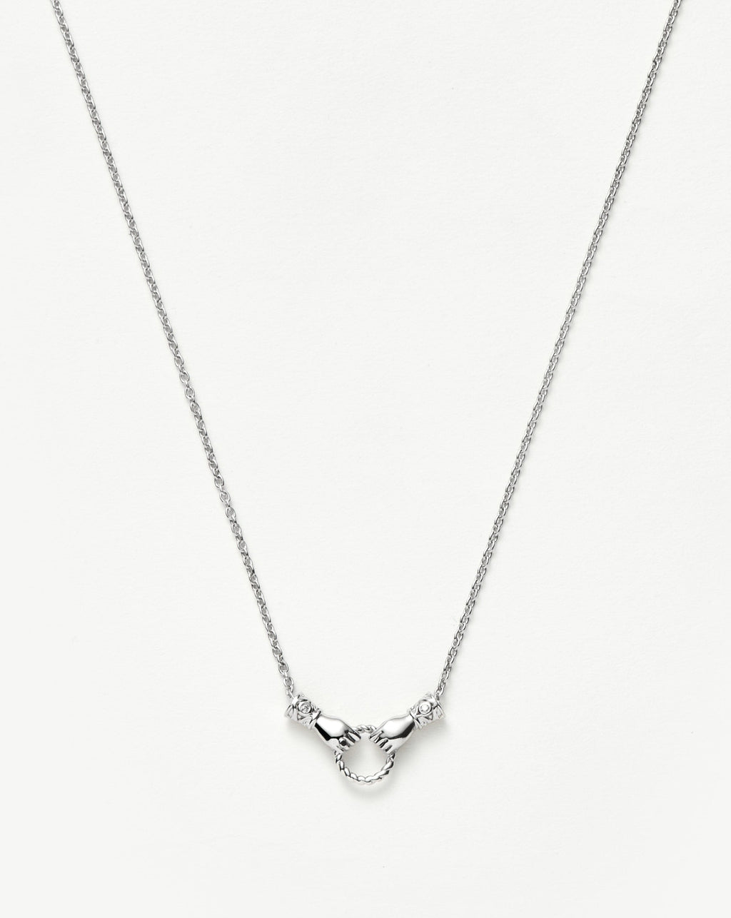 Harris Reed In Good Hands Mini Pendant Slider Necklace | Silver Plated/Cubic Zirconia & Black Onyx