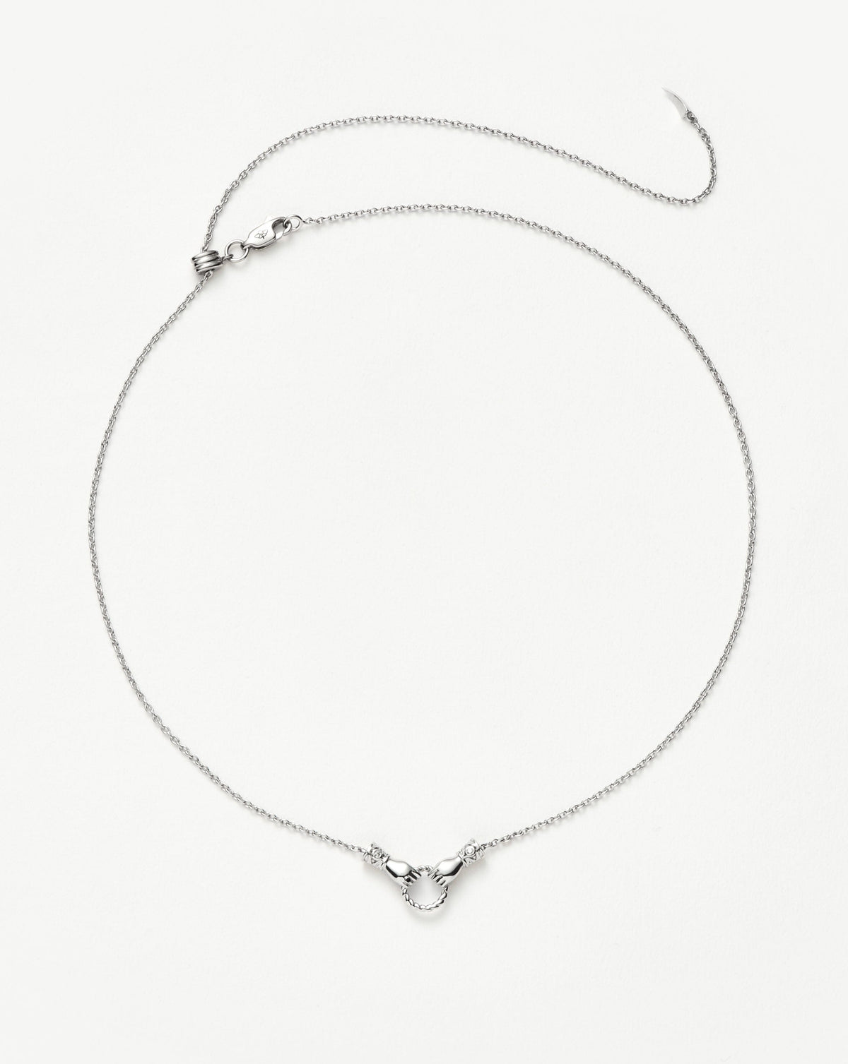 Harris Reed In Good Hands Mini Pendant Slider Necklace | Silver Plated/Cubic Zirconia & Black Onyx