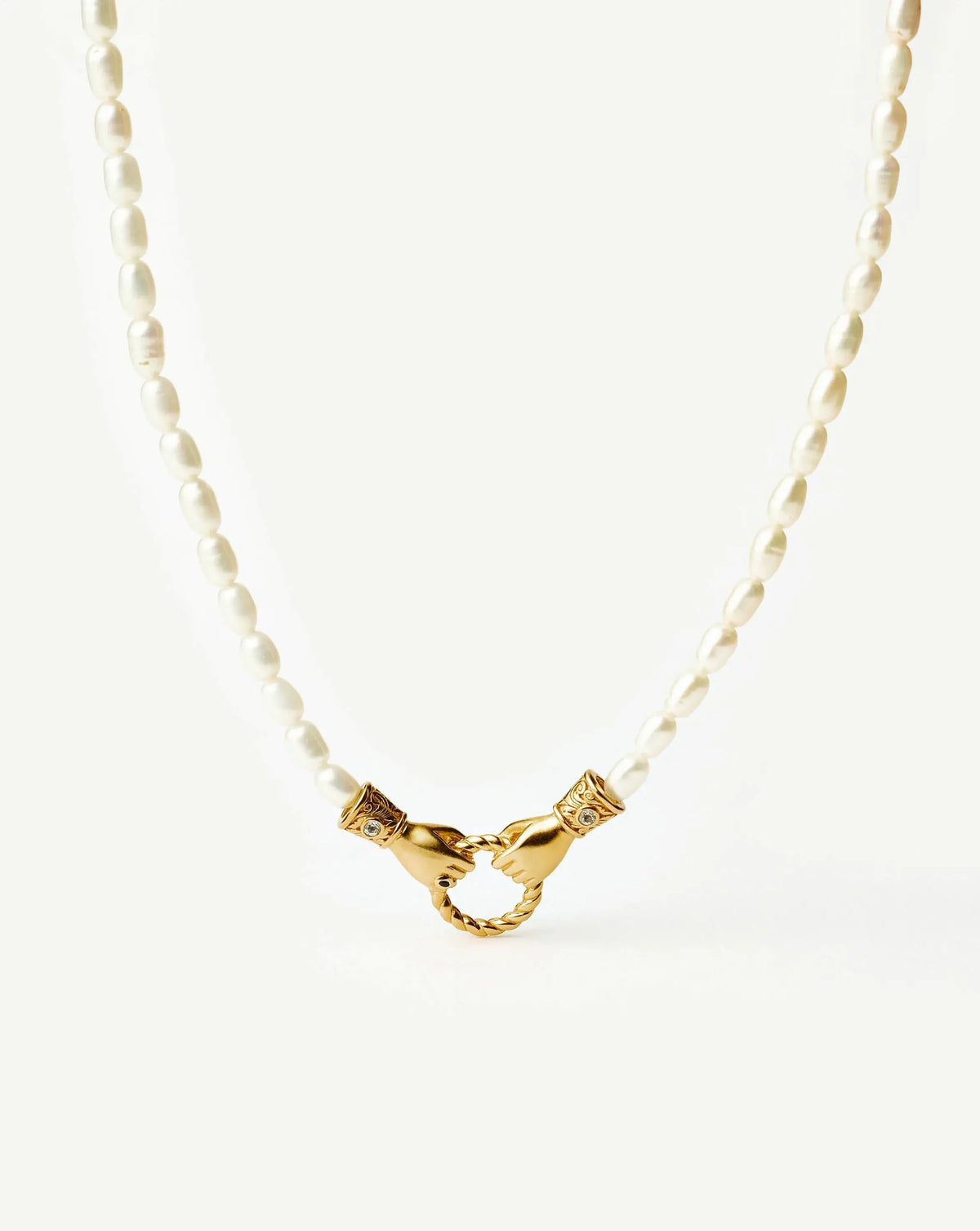 Harris Reed In Good Hands Pearl Pendant Necklace | 18k Gold Plated/Pearl & Black Onyx
