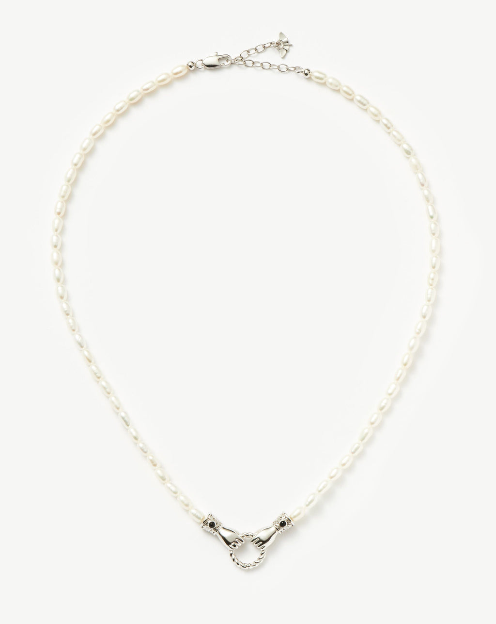 Harris Reed In Good Hands Pearl Pendant Necklace | Silver Plated/Pearl & Black Onyx
