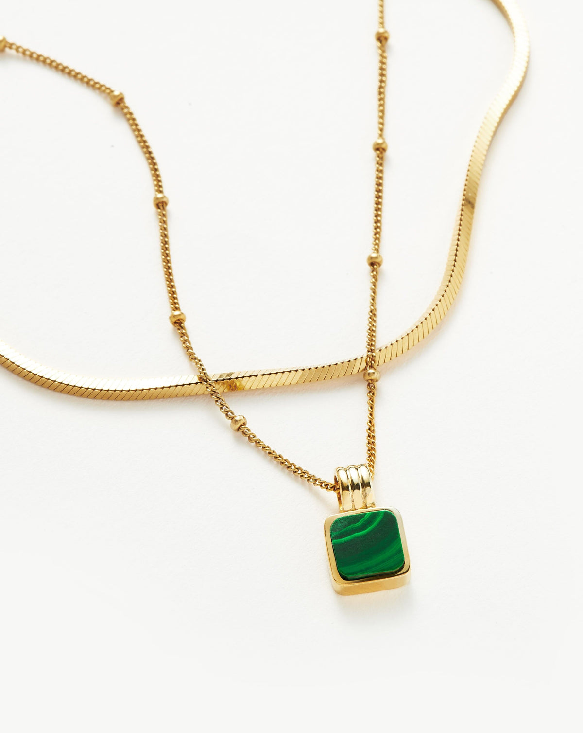 The Signature Gemstone Necklace Set | 18k Gold Vermeil/Malachite