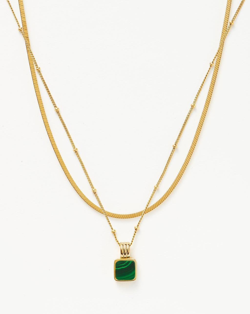 The Signature Gemstone Necklace Set | 18k Gold Vermeil/Malachite