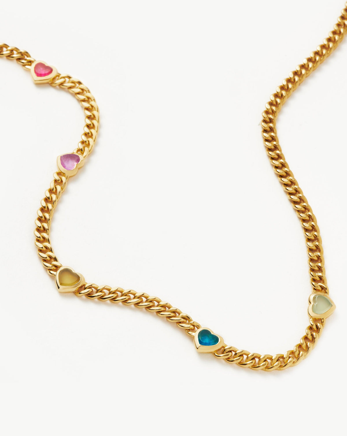 Jelly Heart Gemstone Charm Necklace | 18k Gold Plated/Multi Quartz