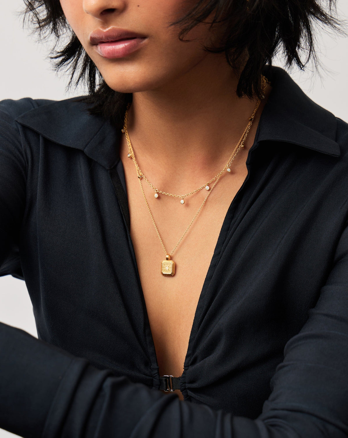 June Birthstone Necklace & Charm Earrings Set | 18k Gold Vermeil/Rainbow Moonstone