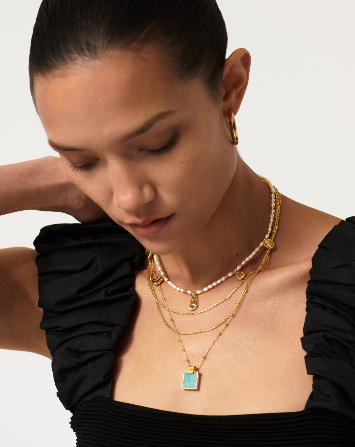 Lena Charm Necklace | 18k Gold Plated/Amazonite