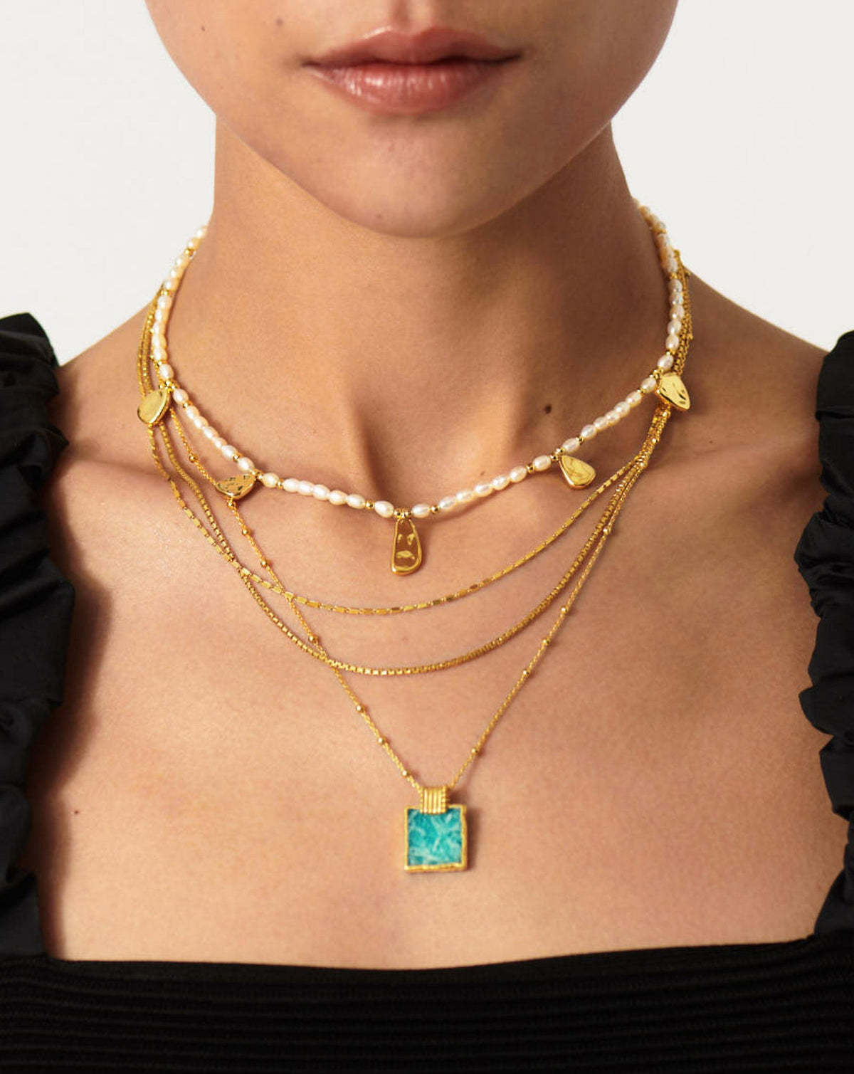 Lena Charm Necklace | 18k Gold Plated/Amazonite