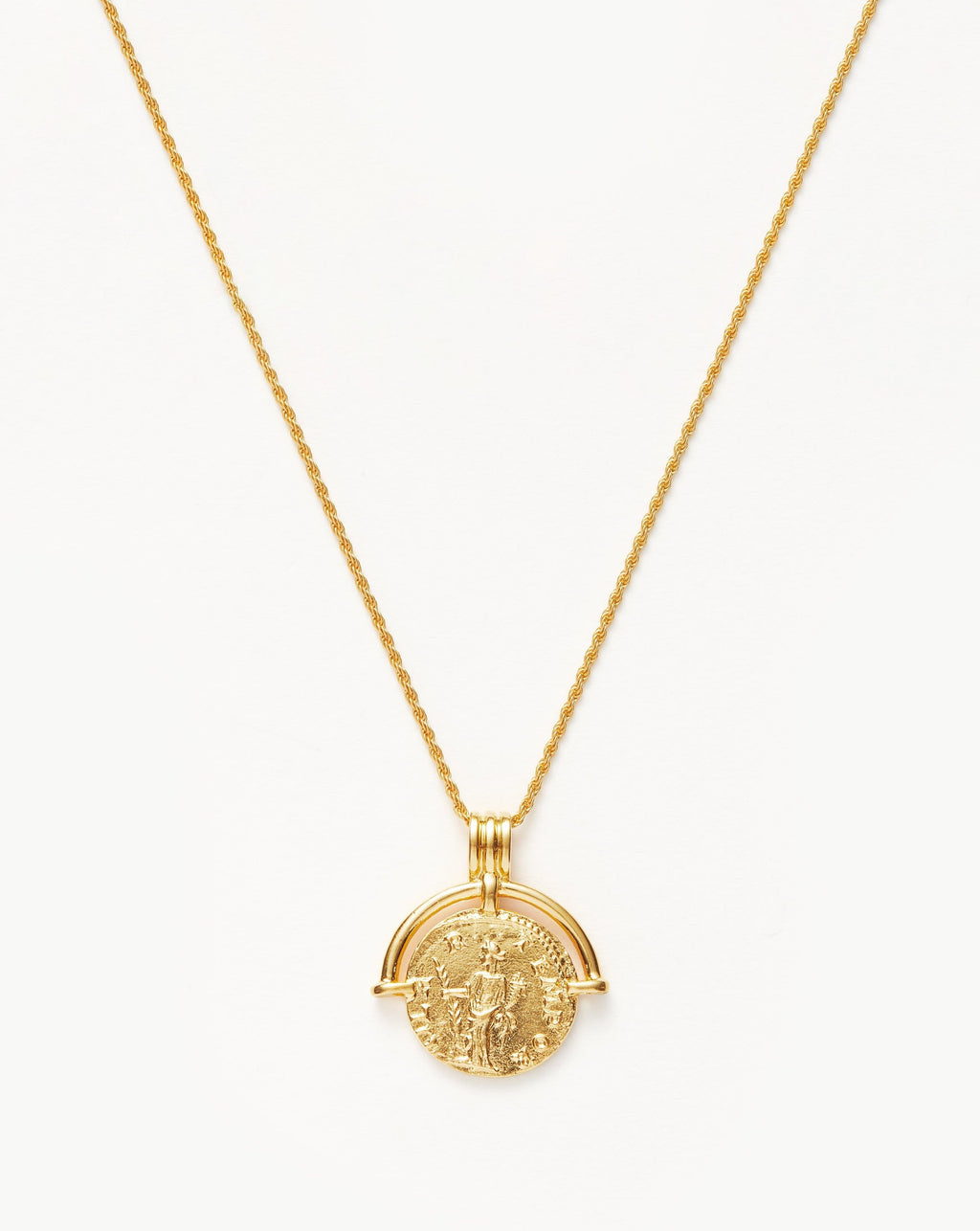 Lucy Williams Engravable Roman Arc Coin Necklace | 18k Gold Plated