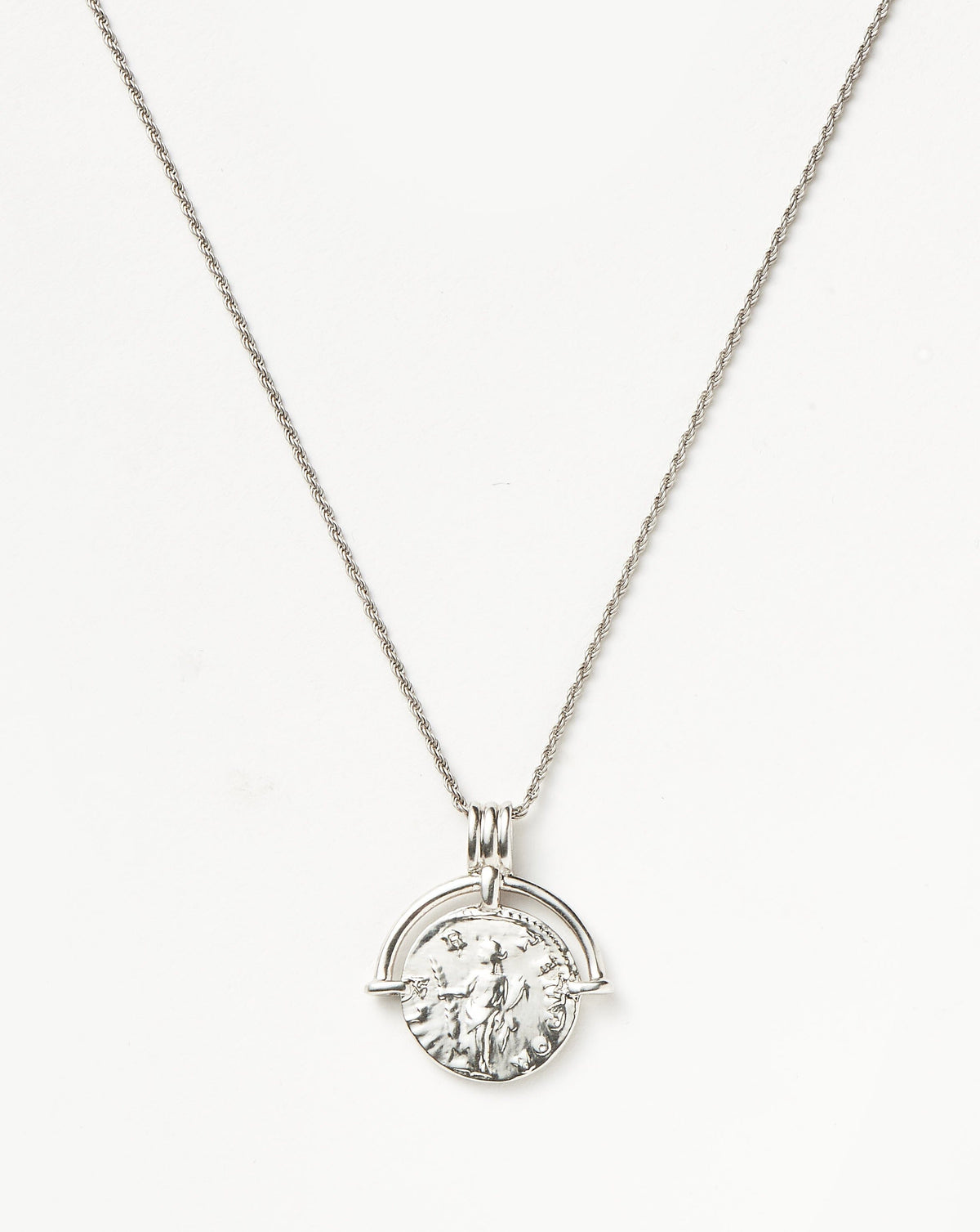 Lucy Williams Engravable Roman Arc Coin Necklace | Silver Plated