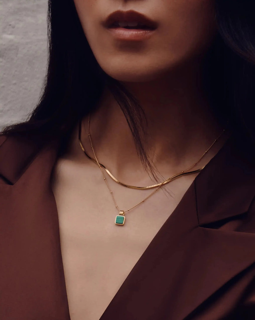 Lucy Williams Square Malachite Necklace | 18k Gold Vermeil/Malachite